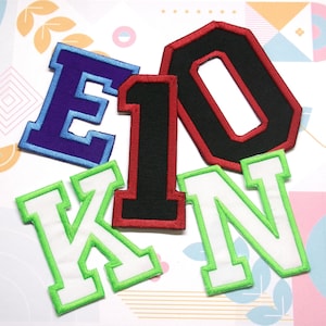 Parche de 1 pulgada con letras de la escuela secundaria, para chaqueta universitaria, bordado para planchar o coser, aplique DIY, colores del equipo de fútbol y béisbol.
