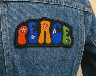 70er Jahre Peace Patch Gestickter Aufnäher für Jacken & Rucksäcke, für Kleidung, Westen, 70er Jahre Peace Patch, Hippie Patch