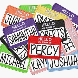 Custom &quot;Hello My Name Is&quot; Patch Personalized Embroidered DIY Iron-on/Sew-on Applique Vest Clothing Backpack Jeans Denim Costume Uniform Gift