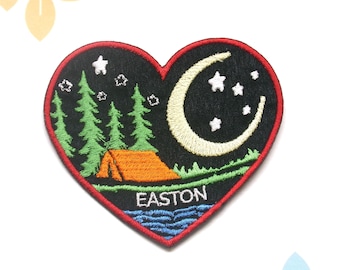 Custom Name Patch &quot;Your Name/Text&quot; with Moon and Stars, Embroidered Iron-on Personalized Applique for Clothing & Gear, Camping Adventure