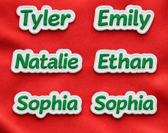 Christmas Stocking NAME PATCH - 5" x 2" Custom Personalized Iron On or Sew On Patch, Embroidered Applique Patch, Festive Font, 1 Patch