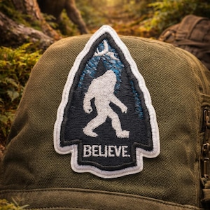 Bigfoot Believe Patch/Iron On Patch/Paranormal Badge/Sasquatch Cryptid Creature/Embroidered Sew-On Applique for Clothing, Jacket, Backpacks