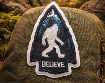 Bigfoot Believe Patch/Iron On Patch/Paranormal Badge/Sasquatch Cryptid Creature/Embroidered Sew-On Applique for Clothing, Jacket, Backpacks