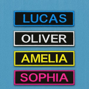 Parche bordado con nombre personalizado de 7,6 x 2,5 cm, con texto personalizado, para coser o planchar, ideal para ropa, mochilas o chalecos de motociclista.