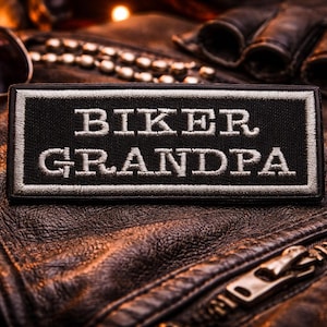 Biker Grandpa Patch/Iron-On Patch/Funny Unique Gift/Embroidered Sew-On Applique for Motorcycle Jackets, Vests, Clothing Gear Backpacks