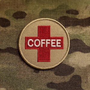 Koffiepatch geborduurd opstrijk-/naaiwerk appliqué voor kleding vest jas rugzak, ochtendstarter, grappige gezegden, militaire patch, motorrijder