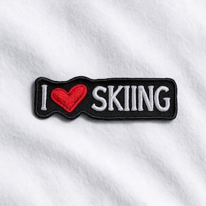 I Love Skiing Patch/Iron-on Patch/Sports Badge/Olympics/Mountain Snow Lodge/Skier/Embroidered Sew-On Applique for Clothing Gear Backpack