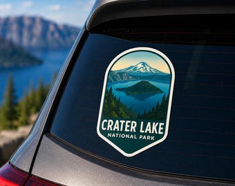 Crater Lake National Park - Waterproof Vinyl Sticker, UV resistant Decal/Sticker Decal/Vinyl Graphic Nature Decal/Car/Truck/Window/Bumper