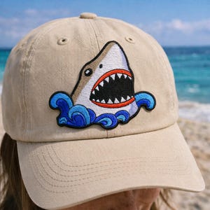 Great White Shark Patch/Iron-on Patch/Jaws Badge/Scuba Diver/Ocean Explorer/Embroidered Sew-On Applique for Clothing Vest/Jacket Backpack