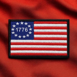 American Flag Patch USA 13 Stars Betsy Ross: Classic Red White Blue - Veteran Made, Embroidered Iron-On, Tactical Vest Emblem