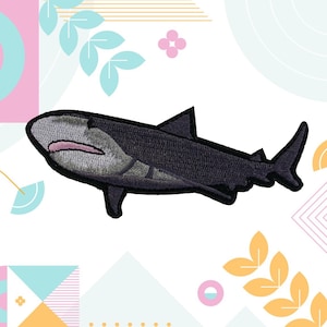 Bull Shark Patch/4&quot;x2&quot; Iron-on Patch/Ocean Creatures Patch/Shark Badge/Nature Patch/Shark Lover Gift/Diving Patch/Surfing Patch/Surfer Patch