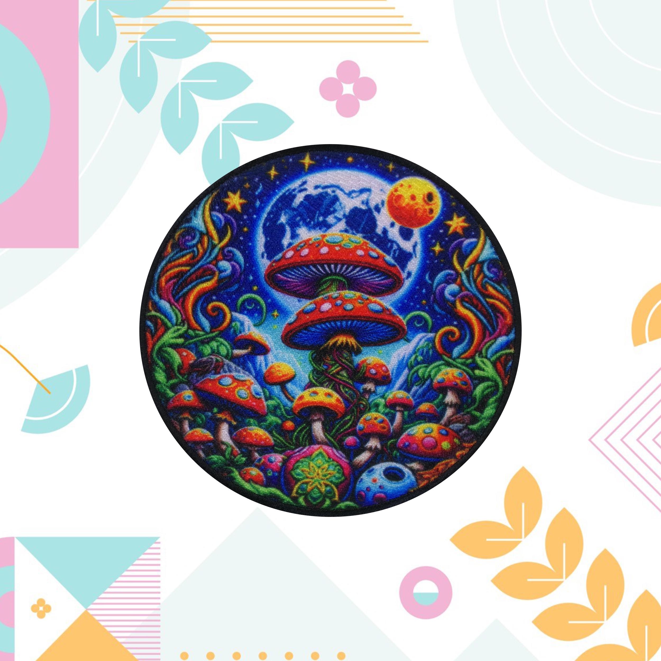 Toppa Ricamata Fungo Magico – 4,5 X 5,8 Cm – Da Cucire O Stirare – Stile Hippie Anni '60 Per Abiti E Borse