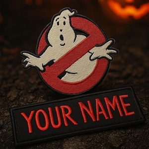 Set of Custom Ghostbusters Name Tag & No Ghost Logo Iron-On Patch | Personalized Ghostbusters Patch, Ghostbusters name patch