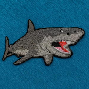 Shark Patch/Megalodon/Prehistoric Badge/Scuba Diver Gift/Ocean Adventure/Embroidered Sew-On Applique for Clothing Vest/Jacket Backpack