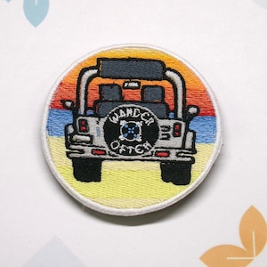 Wander Often Patch Beach Patch Embroidered Iron-On Applique for Tote Bag & Clothing, Tropical Vibes Patch, Road Trip Patch, SUV 4x4 Top off