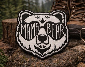 Mama Bear w/Sunglasses Patch/Iron-On Patch/Wild Animal Badge/Embroidered Sew-On Applique for Clothing Vest/Jacket Backpack Hats Gear