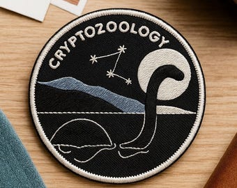 Loch Ness Monster Patch Embroidered Iron-On Applique Clothing, Cryptid Badge, Supernatural Patch, Cryptozoologist Patch, Legendary Creature