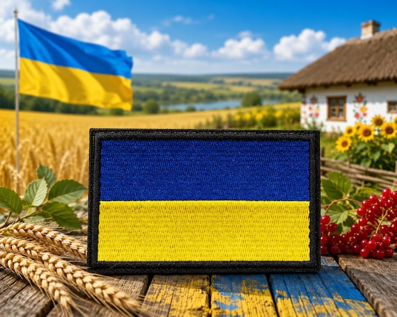 Ukraine Flag Patch Embroidered Iron-On: Veteran Made National Pride Badge | Durable Stitching, USA Handmade | Custom Sizes