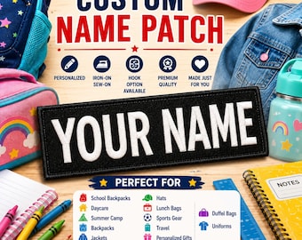 Embroidered Custom Name Patch/Personalized Name Tag Patch/Iron-On Patch Applique for Clothing Uniform Jacket Costume Backpack/DIY Embroidery