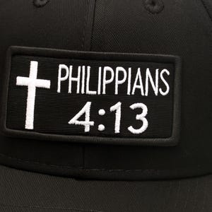 Philippians 4:13 Patch/Bible Verse Patch/Iron-On Patch/Religious Gift/Christian Bikers/Embroidered Sew-On Applique for Clothing, Vest/Jacket