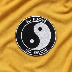 Aplique Yin Yang - Assim em cima, assim embaixo, bordado e termocolante para roupas e jaquetas, aplique Zen Tai Chi, aplique Zen, apliques para mochilas.