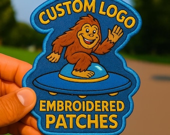 Custom Logo Patch for Hat, Personalized Embroidered Logo Patch, Sew On/Iron On/ Hook & Loop Patch for Clothes Backpacks, Custom Logo Patches
