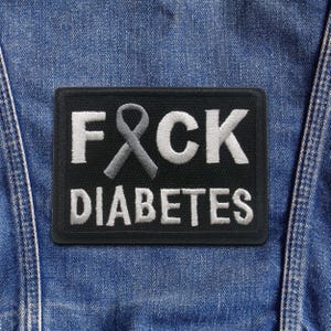 F**k Diabetes Patch Embroidered Iron-On Sew-On Awareness Applique for Jacket Vest Backpack Clothing, Funny Medical Support Gift Badge