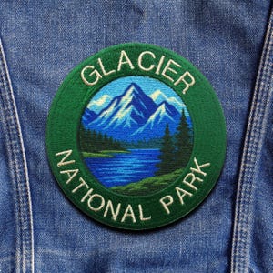 Gletscherpark Aufnäher/Naturbadge/Bügelbild/Aufnäher für Weste & Rucksack/Aufnäher für Campingkleidung/Wandern Aufnäher/Wildlife Patch