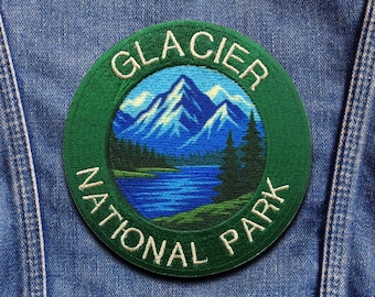 Naszywka Glacier Park/Odznaka przyrodnicza/Aplikacja do prasowania/Naszywka na kamizelkę i plecak/Naszywka na odzież/Naszywka na sprzęt kempingowy/Naszywka turystyczna/Naszywka z motywem dzikiej przyrody