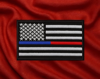 Thin Blue Line USA Amerikaanse vlag patch/strijkpatch/aangepaste maten/militair/geborduurde opnaaiapplicatie voor kleding, vest/jas, hoed, rugzak