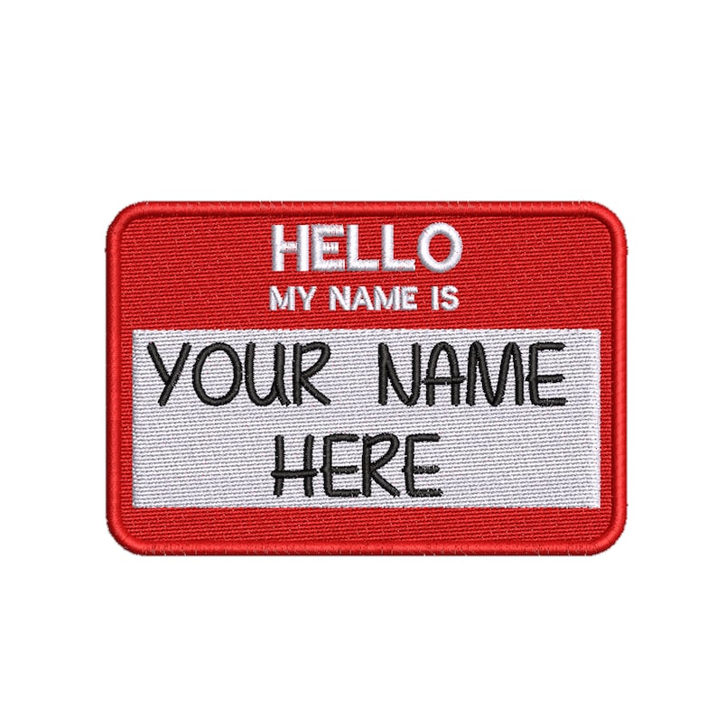 Custom Hello My Name Is Patch Personalized Embroidered DIY Iron-on/Sew-on Applique Vest Clothing Backpack Jeans Denim Costume Uniform Gift Red Fabric