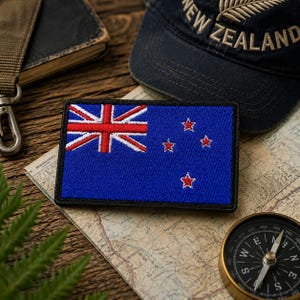 Nya Zeelands flagga, kiwi-emblem, broderad stryk-på (anpassade storlekar, slitstark tråd, tillverkad av veteraner)