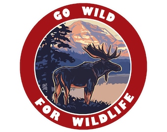 Go Wild For Wildlife Souvenir Decal Car Truck Window Bumper Graphics Vinyl Sticker Laptop Bottle Trails Bear Mountains Forest Trees Sunset