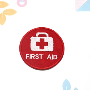 First Aid Symbol Patch Embroidered Iron-On Applique for Clothing & Backpacks, Merit Badge, Nature Adventure, CPR, EMT, Medical Patch