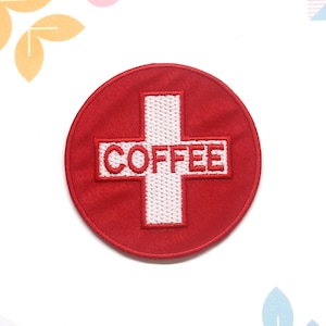 Coffee Logo Patch Embroidered Iron-on/Sew-on Applique for Vest, Jacket, Clothing, Backpack, Military Patch, Breakfast Fuel, Funny Patch