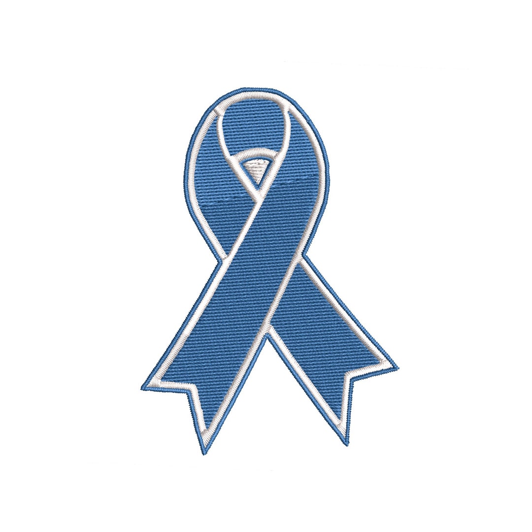 Alopecia Awareness Blue Ribbon Patch Embroidered Ironon Applique Vest