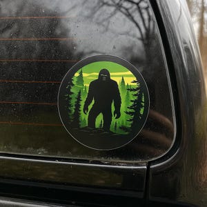 Bigfoot in the Forest Sticker, Vinyl Stickers Decals, Sasquatch Sticker, Myth Legend Decal - Car Truck Window Bumper Waterproof Graphics