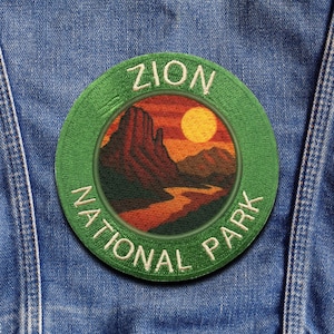 Zion Park Patch/Nature Badge/Iron-On Applique/Sew-On for Vest & Backpack/Clothing Patch/Camping Gear Patch/Hiking Patch/Wildlife Patch/Trail