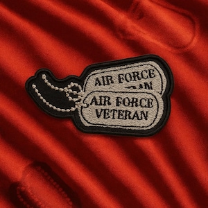 Toppa con piastrine per veterani dell'aeronautica militare: design militare ricamato, da applicare con ferro da stiro o da cucire, equipaggiamento patriottico per giacche e zaini