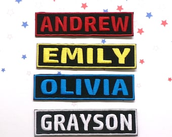 Parche bordado personalizado con nombre/Parche con etiqueta de nombre personalizada/Aplicación de parche termoadhesivo para uniformes/disfraces/chalecos/mochilas/bordado DIY/motociclistas