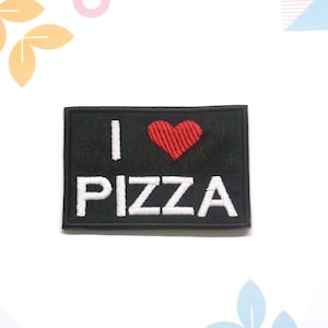 I Love Pizza Patch Embroidered Iron-On Applique for Clothing, Vest, Jacket, Backpack, Pizza Lover Patch, Turtle Patch, Funny Sayings Badge