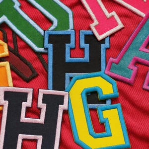 High School Varsity Letters Patch College Letterman Jacket Embroidered Iron-on/Sew-on DIY Applique Football Baseball Team Jersey Team Colors image 11