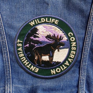 Écusson pour passionné de conservation de la faune/écusson thermocollant/insigne nature/animaux sauvages/appliqués brodés à coudre pour vêtements veste chapeaux sac à dos