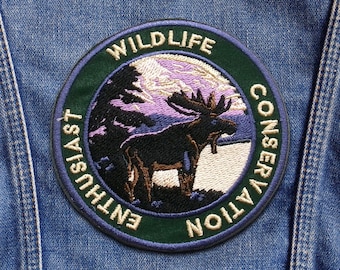 Wildlife Conservation Enthusiast Patch/Iron-On Patch/Nature Badge/Wild Animals/Embroidered Sew-On Applique for Clothing Jacket Hats Backpack