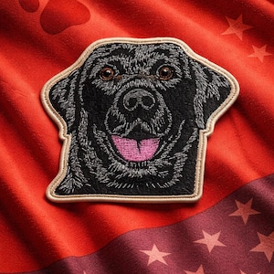 Black Labrador Patch/Iron-On Patch/Lab Dog Breed/Family Pet/Embroidered Sew-on Applique for Dog Harness Clothing Hats Backpack Vest/Jacket