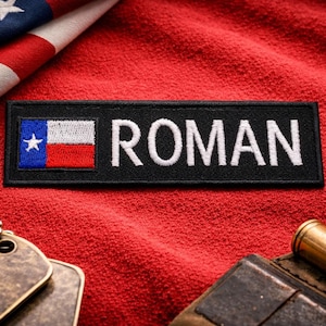 Embroidered Custom Name Patch/Texas State Flag Patch/Personalized Name Tag Patch/Iron-On Applique for Jacket/Backpack/Biker Vest/Uniform