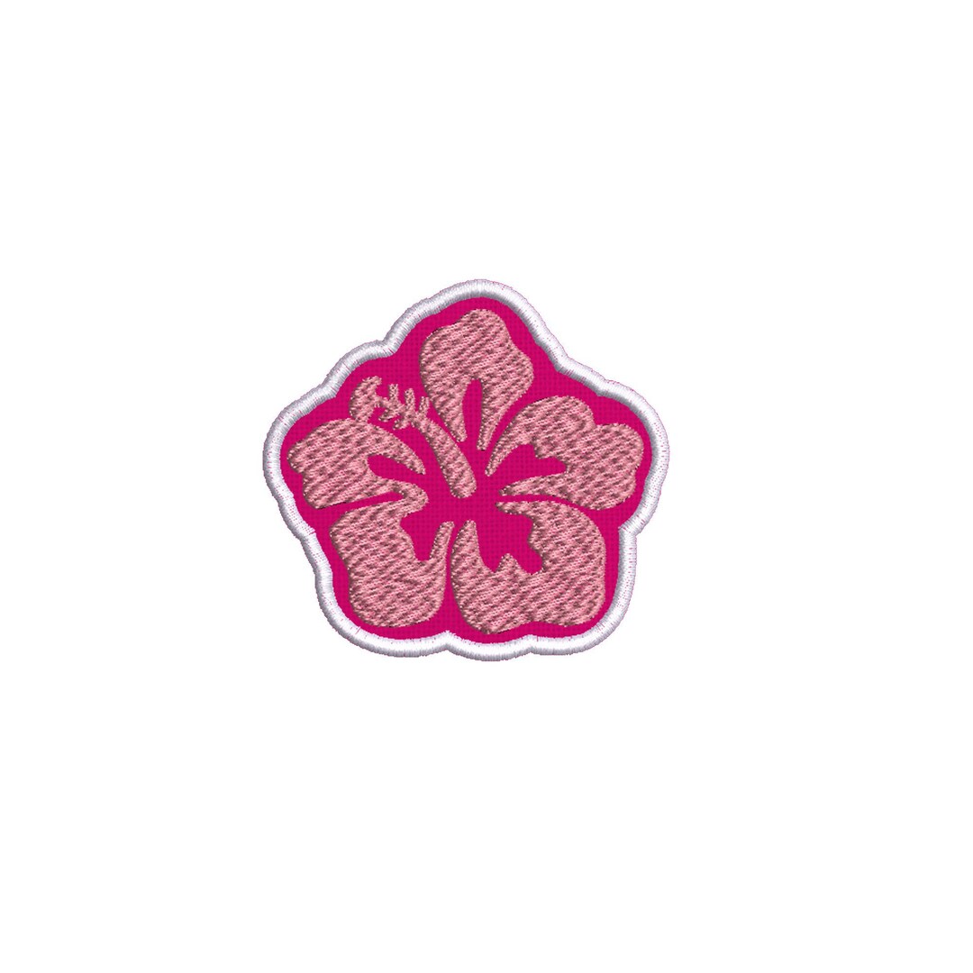 Pink Hibiscus Flower Plant Embroidered Patch Iron-on / Sew-on ...