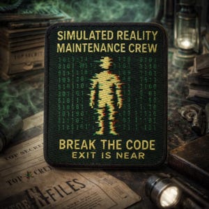 Simulated Reality Maintenance Crew Patch/Iron On Patch/Paranormal Badge/XFiles/Government Secrets & Cover-ups/Sew-On Applique for Clothing