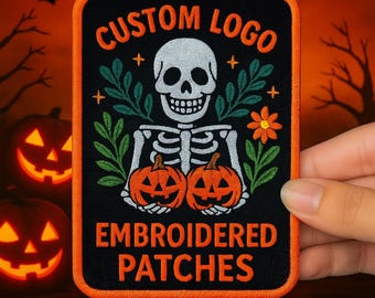 Personalized Logo Patch, Custom Embroidered Logo Patches, Sew/Iron on / Hook & Loop Patch Applique for Clothes Backpacks, Halloween Patches