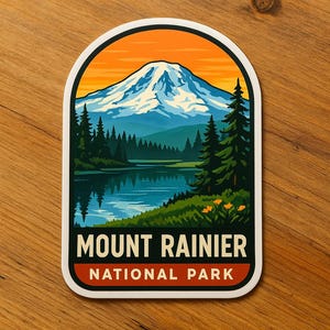Mount Rainier National Park - Waterproof Vinyl Sticker, UV resistant Decal/Sticker Decal/Vinyl Graphic Nature Decal/Car/Truck/Window/Bumper